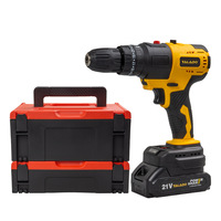 Ensemble de perceuse sans fil 21V avec batterie au lithium, kit d'outils électriques professionnels à couple élevé, boîte à outils tout-en-un pour l'entretien domestique et le bricolage