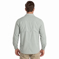 Kledingstukken met aangepast logo, voor volwassenen, outdoor, UPF 50, winddicht, lange mouwen, UV-bescherming, snel drogend, blank polyester, vissershemd met knoopsluiting