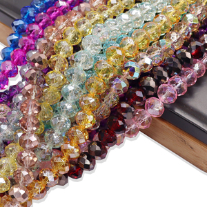 Perline di Cristallo Sfaccettate Rondelle 8mm, 5 Fili, Trasparenti Lucide Rosa AB, Prezzo di Fabbrica, Basso MOQ, per Borse Fai-da-Te - Product Image 3