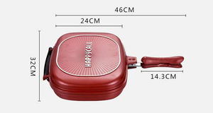 Hochwertige Aluminium-Antihaft-Wende-Pfanne mit doppelseitiger <span class=keywords><strong>Grill</strong></span> pfanne - Product Image 3