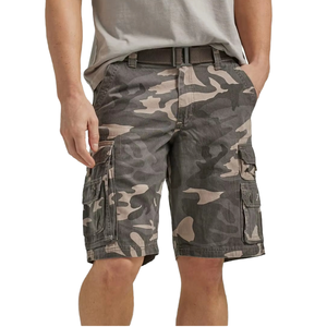 Custom Men's <b>Cargo</b> <b>Shorts</b> Solid Camo Pattern 100% Cotton Mid <b>Waist</b> <b>Elastic</b> <b>Waist</b> Casual Outdoor Gym <b>Shorts</b> Logo for Summer Beach - Product Image 1