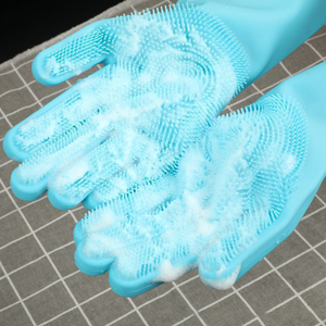 Nouveaux gants de nettoyage en silicone réutilisables, écologiques, confortables, résistants à la <span class=keywords><strong>chaleur</strong></span>, pour la vaisselle, la <span class=keywords><strong>cuisine</strong></span>, la salle de bain, le nettoyage des animaux domestiques - Product Image 2