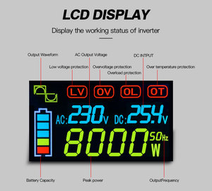 อินเวอร์เตอร์เพาเวอร์ซีรีส์ TP กำลังไฟ 4000w 5000w 10000w 12v/24v/48v เป็น 110v/220v/230v/240v AC คลื่นไซน์บริสุทธิ์ สำหรับบ้านและยานพาหนะ - Product Image 4