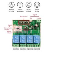 Module de commutateur de relais sans fil WiFi intelligent 4 canaux USB 5V AC/DC 7-32V, télécommande app eWelink, fonctionne avec Alexa Google Home