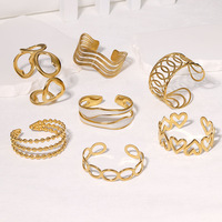 Bracelet en acier inoxydable plaqué or 18 carats de haute qualité pour femmes, design floral et géométrique, vente en gros de bijoux