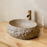 Vente en gros de lavabo sur mesure en pierre artificielle beige travertin, grand lavabo pour salle de bain extérieure