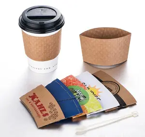 Manchon de tasse en papier chaud jetable imprimé personnalisé de vente en ligne manchon de tasse à café en papier personnalisé avec logo