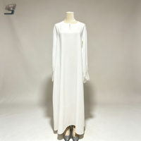 Robe de soirée musulmane sur mesure OEM, robe longue en dentelle blanche, ensemble abaya kaftan avec hijab, taille plus pour femmes