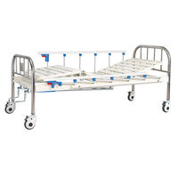 Lit d'hôpital manuel avec tête de lit en acier tubulaire de 38 mm de diamètre, barrière latérale en alliage, plateau à six barres en section C pour les maisons de retraite