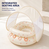 Bouée de piscine pour bébé avec auvent intégré, siège en tissu intégré et quatre anneaux de jeu pour collections en marque blanche
