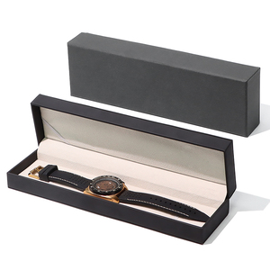 Tùy chỉnh cao cấp dây đeo đồng hồ với trên và dưới bìa, đen PU da khâu trường hợp đồng hồ, nhựa nhung hộp lưu trữ - Product Image 5
