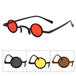 Men's Retro <strong>Round</strong> <strong>Frame</strong> Hip Hop Steampunk Women <strong>Sunglasses</strong> Small Size Available in White Brown and Gray PC Material - Product Image 2