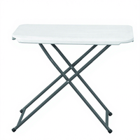 Table portable en plastique HDPE à pieds en X réglable en hauteur pour étude, ordinateur portable, camping, pique-nique, canapé, intérieur/extérieur
