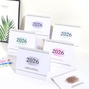 X418 ขายส่ง ปฏิทินตั้งโต๊ะแบบใหม่ปี 2026 สำหรับใช้ในบ้านและสำนักงาน ตกแต่งพร้อมนาฬิกากระดาษ ปฏิทินตั้งโต๊ะแบบพลิกหน้ารายเดือน ปรับแต่งได้ - Product Image 1
