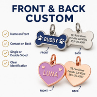 Pendentif en métal émaillé personnalisé OEM pour collier d'animal, plaque d'identification avec coordonnées, couleur unie, accessoire personnalisé pour animaux de compagnie