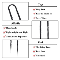 Extensions de dreadlocks synthétiques noires de 24 pouces, fines, faites à la main, style reggae, extensions de locs, cheveux au crochet hippie pour femmes et hommes