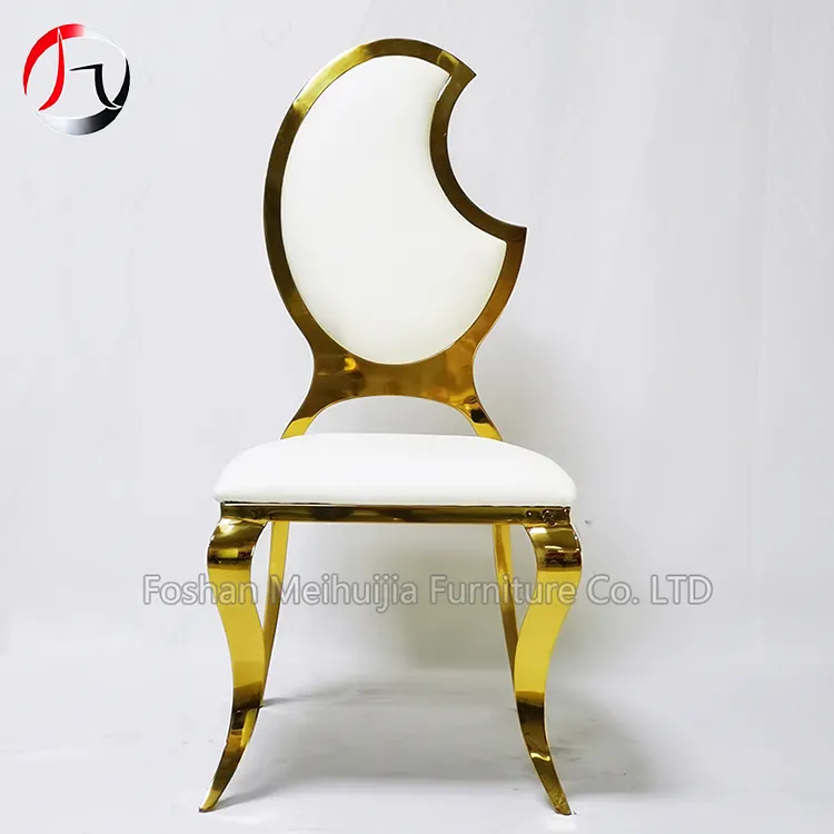 Hotel event furniture stainless steel moon shape banquet dining chairs