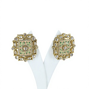 Elegant Fashion Earing Rodhium Plated Square Floral Kundan <b>Earrings</b> Luxury Fashion Jewelry - Product Image 1