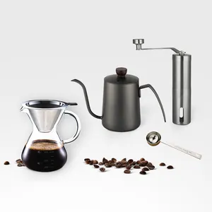 OEM Pour Over Coffee Maker Gift Set Coffee Grinder with Coffee Pot Kettle Stainless Steel Spoon