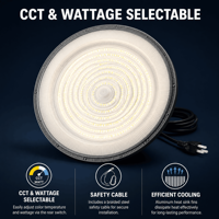 Projecteur LED UFO à haut rendement 240W, homologué ETL, IP65, 100-277V, 3 températures de couleur (3000K/5000K/6000K) lumière du jour, 32400LM, pour entrepôt