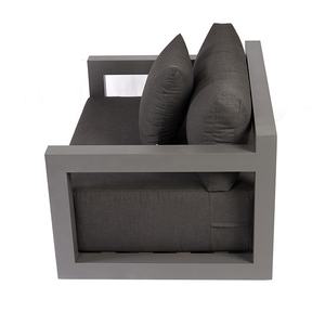 Lujo negro exterior Loveseat ajuste sofá muebles al aire libre jardín Patio aluminio seccional conversación sofá conjunto - Product Image 5