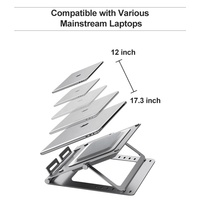 SMONAMA Dudukan Laptop Aluminium yang Dapat Disesuaikan, Lipat, Tahan Lama, Portabel untuk Meja, Alas Pendingin Laptop Semikonduktor