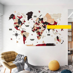 <span class=keywords><strong>Carte</strong></span> du monde en bois 3D Art grand décor mural Art mural pour la maison et la cuisine ou le bureau avec 3 options de taille différentes - Product Image 5