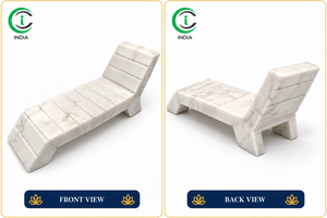 Escultura de Chaise Longue de Mármol Marrón CCI de 11 Pulgadas, Pieza Decorativa Tallada en Piedra con Acabado Elegante para Hogar, Oficina, Hotel, Mesa - Product Image 3
