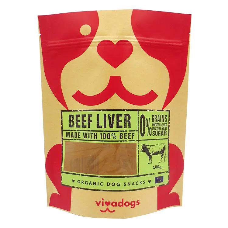 Empaquetado de alimentos para mascotas: bolsa con asa de fuelle lateral con efecto mate estampado de comida para perros de alta capacidad
