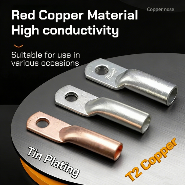 DTG Series 16mm 25mm 35mm Non Insulated Industrial Use 250V Copper Tube Type Cable Lugs Crimping Ring Terminals