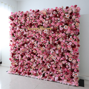 Tốt nhất bán vải vải cơ sở Burgundy 3D Hoa Tường Mix Rose Peony Hydrangea - Product Image 3