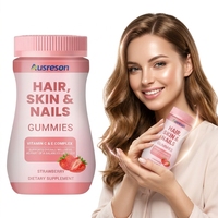 Bonbons Gommes Cheveux Peau Ongles Biotine Ausreson pour Adultes, Vitamines C et E, Suppléments Éclaircissants pour la Peau, Collagène OEM, Gommes Cheveux Peau Ongles