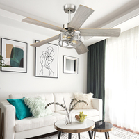Ventilateur de luxe pour maisons modernes Ampoule de plafond Télécommande noire élégante à 5 pales Ventilateur de plafond élégant avec ampoules