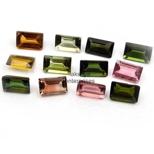 6x8mm Tourmaline Naturelle Baguette Cut Pierres Précieuses À Facettes Pour La Fabrication De Bijoux Pierre De Tourmaline Multi Calibré Au Prix De Gros - Product Image 1