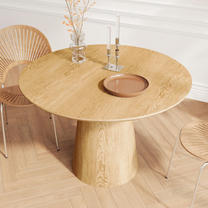 Wooden Circular Dining <b>Table</b> 43 Inch Modern Minimalist Round <b>Table</b> MDF Colored Surface - Product Image 1