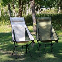 Chaise pliante de type lune pour adulte à dossier haut en alliage d'aluminium avec sac de rangement et poches pour gobelets, qualité garantie pour une utilisation en extérieur