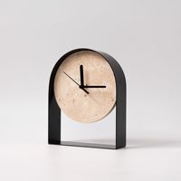 Horloge décorative minimaliste de style Wabi-Sabi en marbre Huangdong, forme géométrique, Huyo pour la maison, le salon, le meuble TV, le bureau