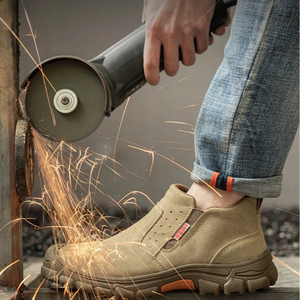 Chaussures de sécurité pour hommes en cuir velours, anti-écrasement, anti-perforation, avec embout en acier et semelle antidérapante - Product Image 6