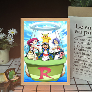 Vente flash : Veilleuse 3D Anime Elf Pet <span class=keywords><strong>Pikacu</strong></span>, mignonne, animaux, chat, chien, panda, décoration de chambre pour étudiants, boîtes en bois, enseignes murales - Product Image 6