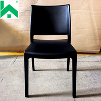 Chaise de salle à manger simple en plastique PP noir durable pour la maison et l'extérieur, restaurants, plages, pubs