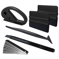 Kit d'outils en vinyle pour voiture-Film noir-Racloir en feutre-Couteau pour film teinté-Outil d'emballage en feuille d'aluminium