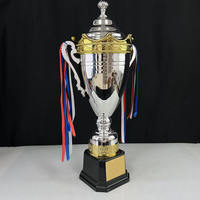 Trophée de football en métal, coupe de champion moderne en métal argenté, trophée de champion sportif
