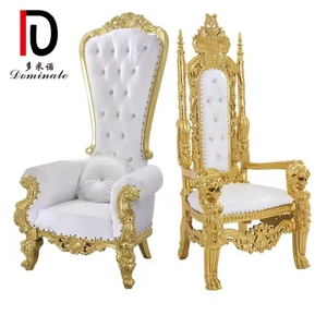 Silla de trono real blanco y dorado para novia y novio - Product Image 3