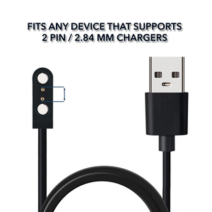 Câble de charge magnétique <span class=keywords><strong>USB</strong></span> en cuivre pur pour montre connectée, universel 2 broches 2,84 mm, noir, vente en gros - Product Image 1
