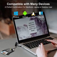 Lecteur de cartes intelligentes ZOWEETEK ZW-12026-8 ISO 7816 EMV CAC ID IC SIM USB 2.0 420 Kbps, appareil de paiement portable multi-systèmes