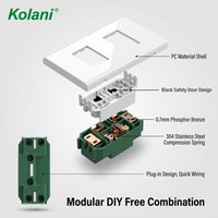 Enchufe de Pared Modular Doble de Cobre Kolani 120, Mini Tomacorriente Oculto de 3 Pines + Módulo de Carga Rápida USB Tipo-C, Resistente a Manipulaciones