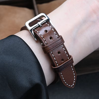 Correa de reloj inteligente de cuero genuino vintage de grano completo hecha a mano de primera calidad con barras de liberación rápida de acero inoxidable, correas de lujo