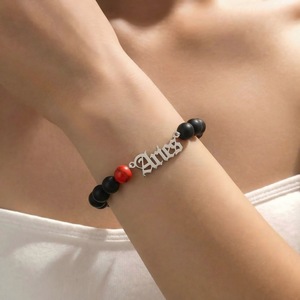 Pulsera de la constelación de Escorpio con cuentas negras y piedra azul, de acero inoxidable, unisex, para regalo. - Product Image 2