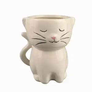カスタマイズされた3D動物の形のセラミックコーヒーマグ3Dエンボス猫の水カップ漫画の動物のセラミックマグ猫の形のコーヒーマグ