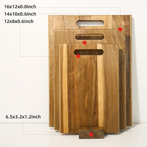 Ensemble de 3 planches à découper en bois d'acacia pour la cuisine, grande planche à découper en bois, bloc de boucher, plateaux en bois avec support - Product Image 3
